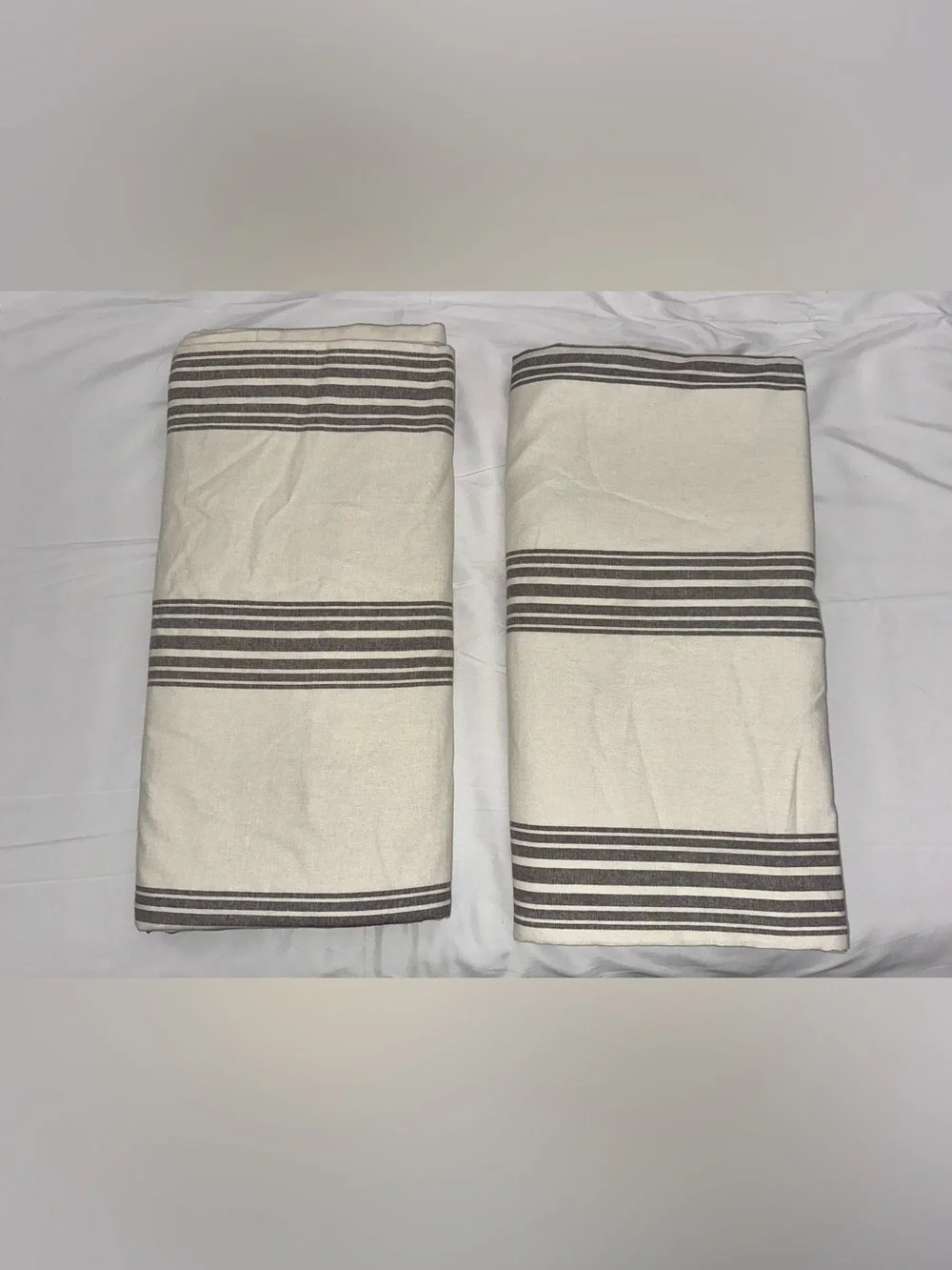 Pottery Barn Riviera Stripe Curtains, Charcoal, Blackout, 50” x 96”- Two Panels